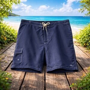 Tommy Bahama Relax Mens Navy Blue Cargo Swim Trunks Board Shorts Size 2XB